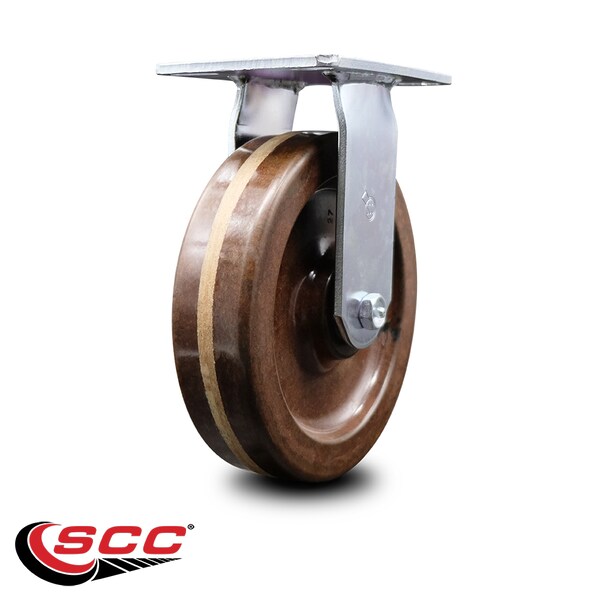 8 Inch Heavy Duty Top Plate High Temp Phenolic Rigid Caster With Roller Bearing